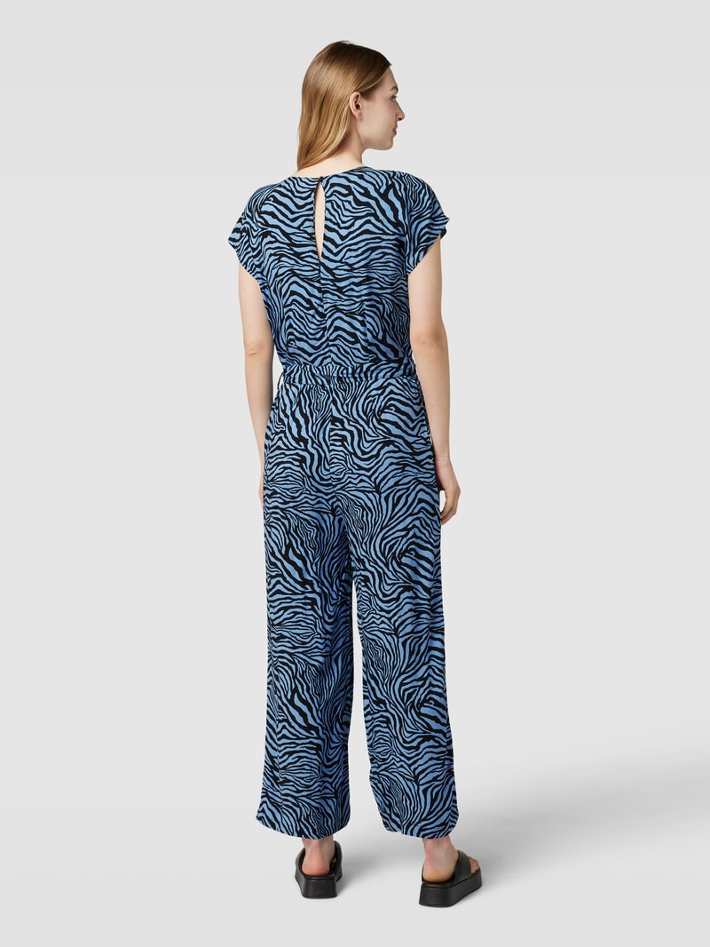 Jumpsuit aus reiner Viskose mit Animal-Print Modell 'Joella' in bleu