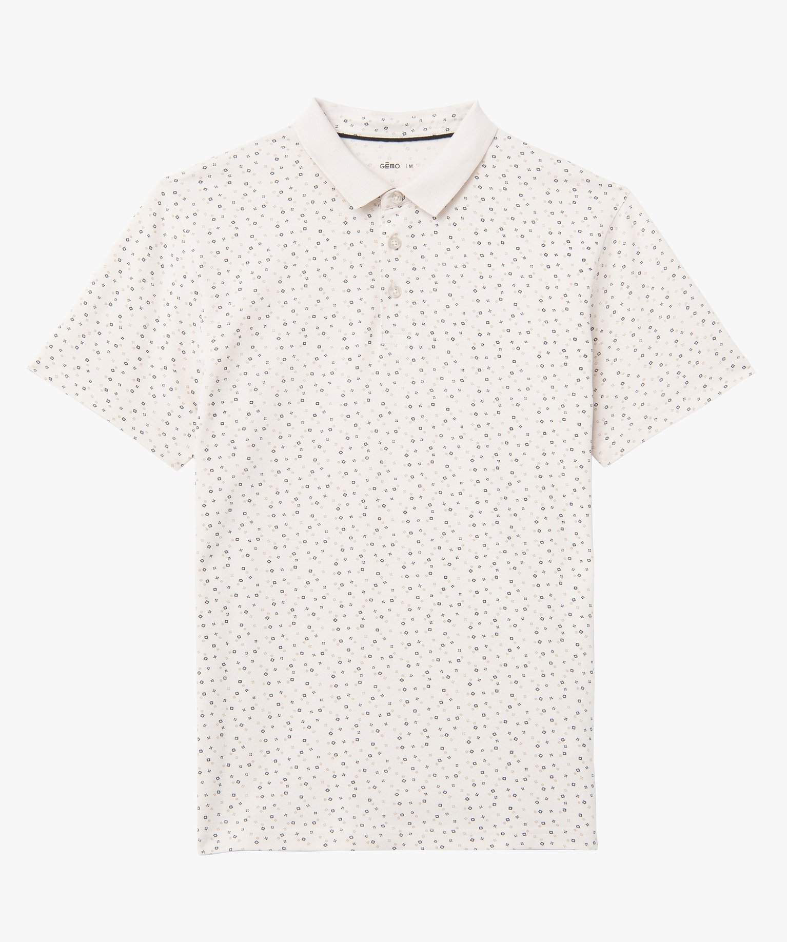 Polo homme en maille piquée imprimée ecru | GEMO