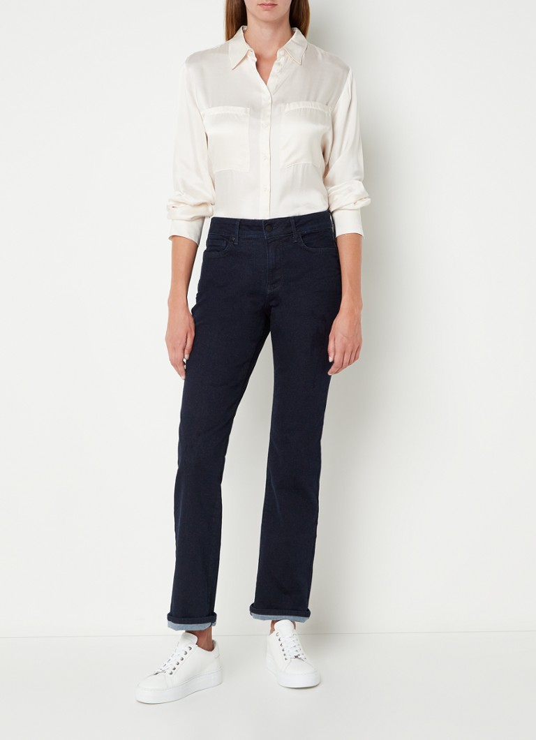 NYDJ Marilyn mid waist straight leg jeans with dark wash