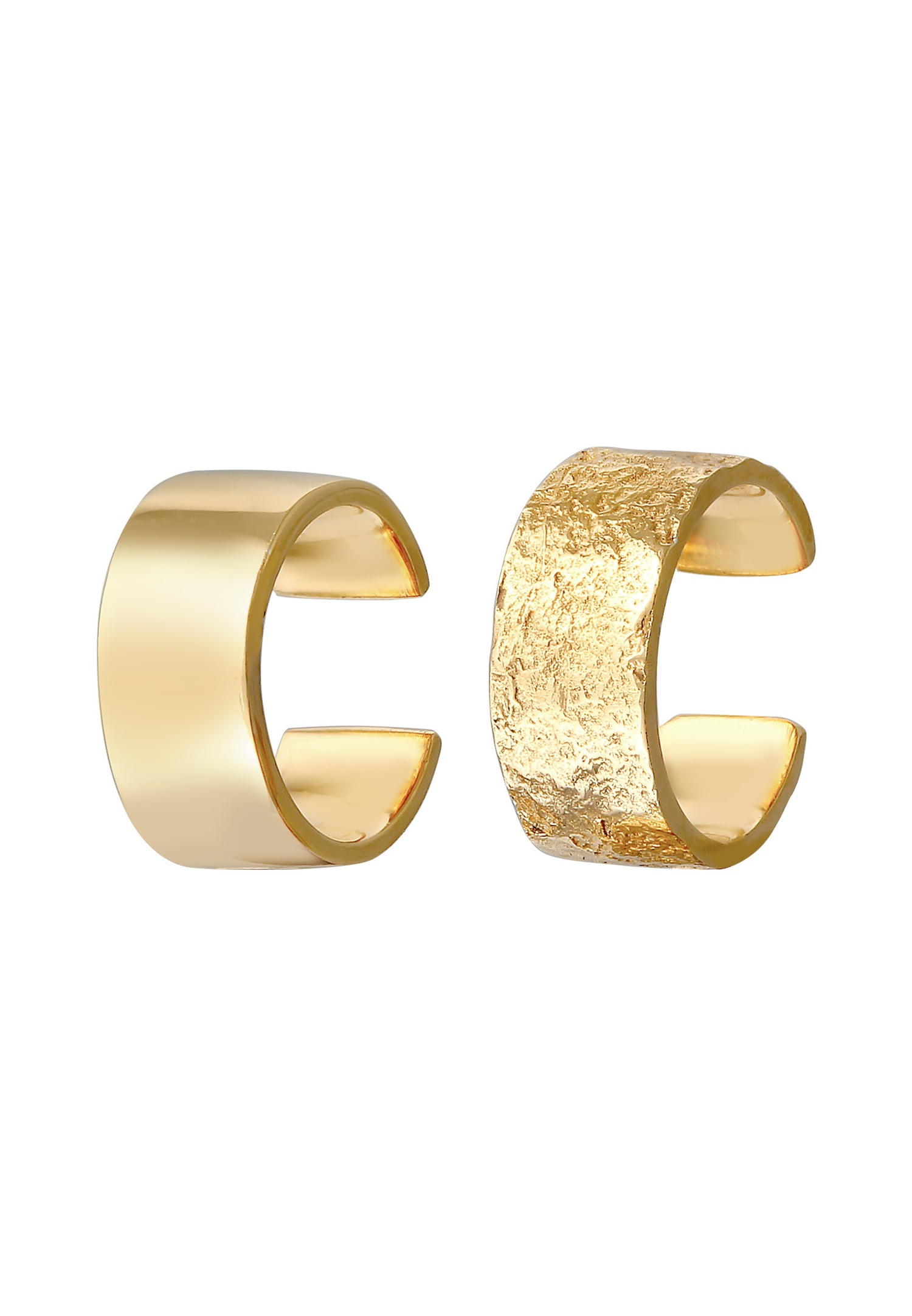 Elli Ohrringe Earcuff Breit Basic Gehämmert 2er Set 925 Silber