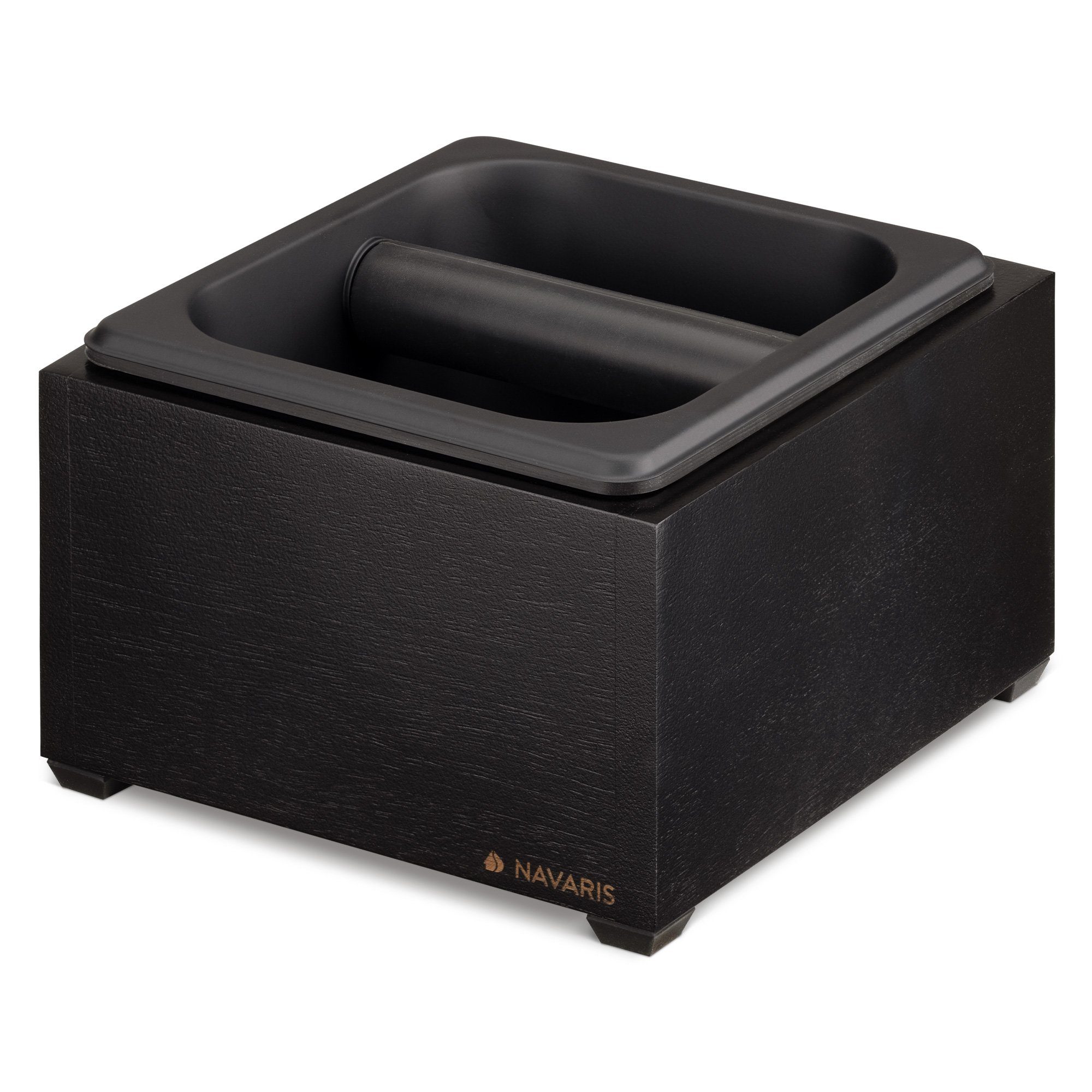 Navaris Kaffeemühle Abklopfbehälter Holz 18x17x11cm - für Siebträger - Espresso - schwarz