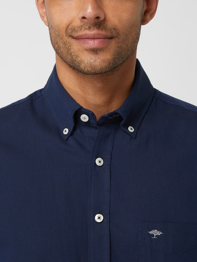 Regular Fit Freizeithemd mit Streifenmuster Modell 'All Season' in marineblau