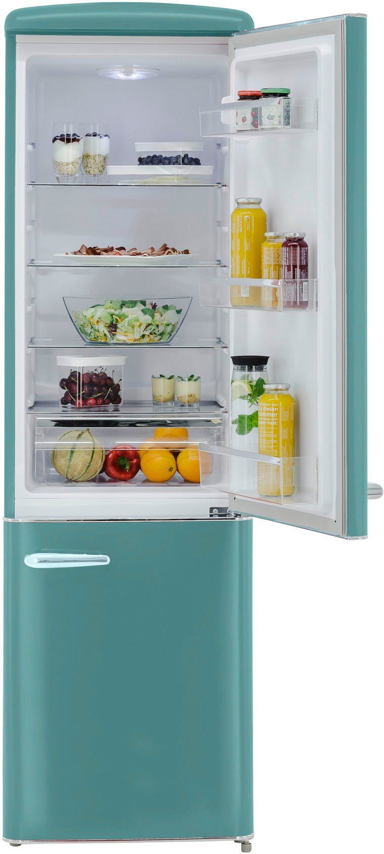 exquisit Kühl-/Gefrierkombination RKGC250-70-H-160E taubenblau, 181 cm hoch, 55 cm breit