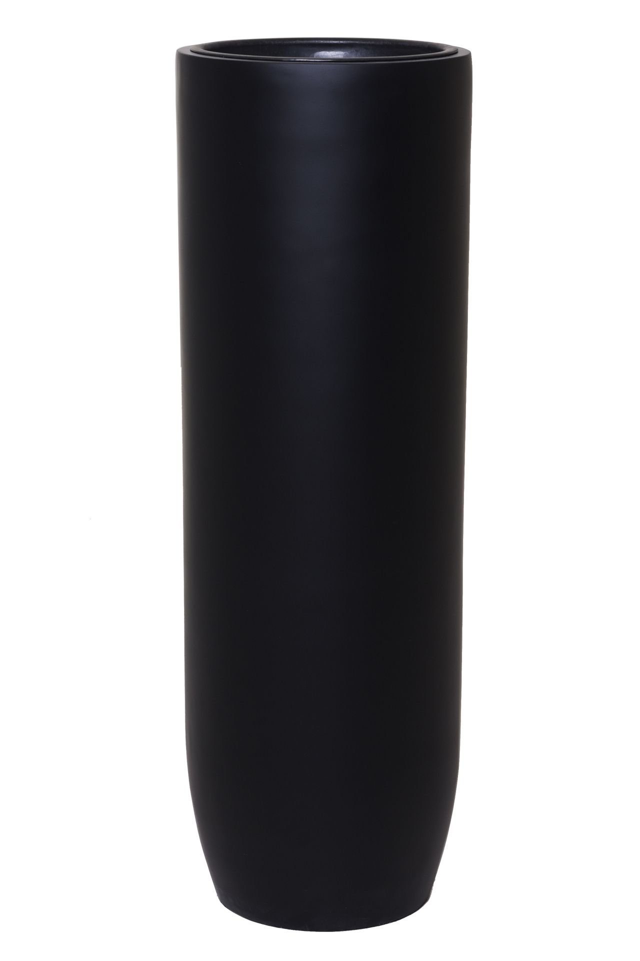 VIVANNO Pflanzkübel Pflanzgefäß Bodenvase SOLERIO Fiberglas Schwarz Matt - 33x100 cm