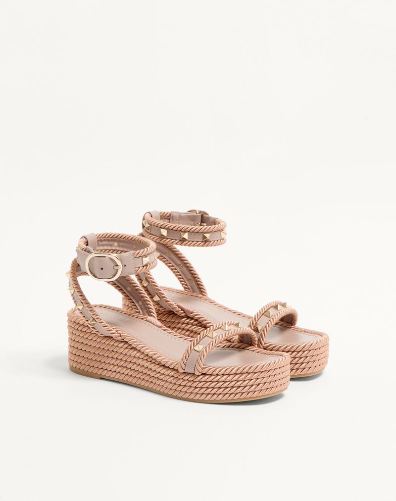 Flatform Rockstud kalveskindssandal 45mm