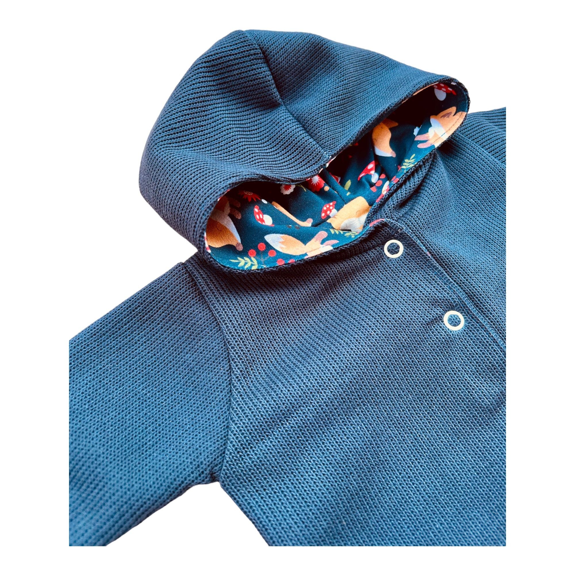 Land-Juwelen Kapuzenstrickjacke Strickjacke Waldtiere dunkelblau marine Fuchs