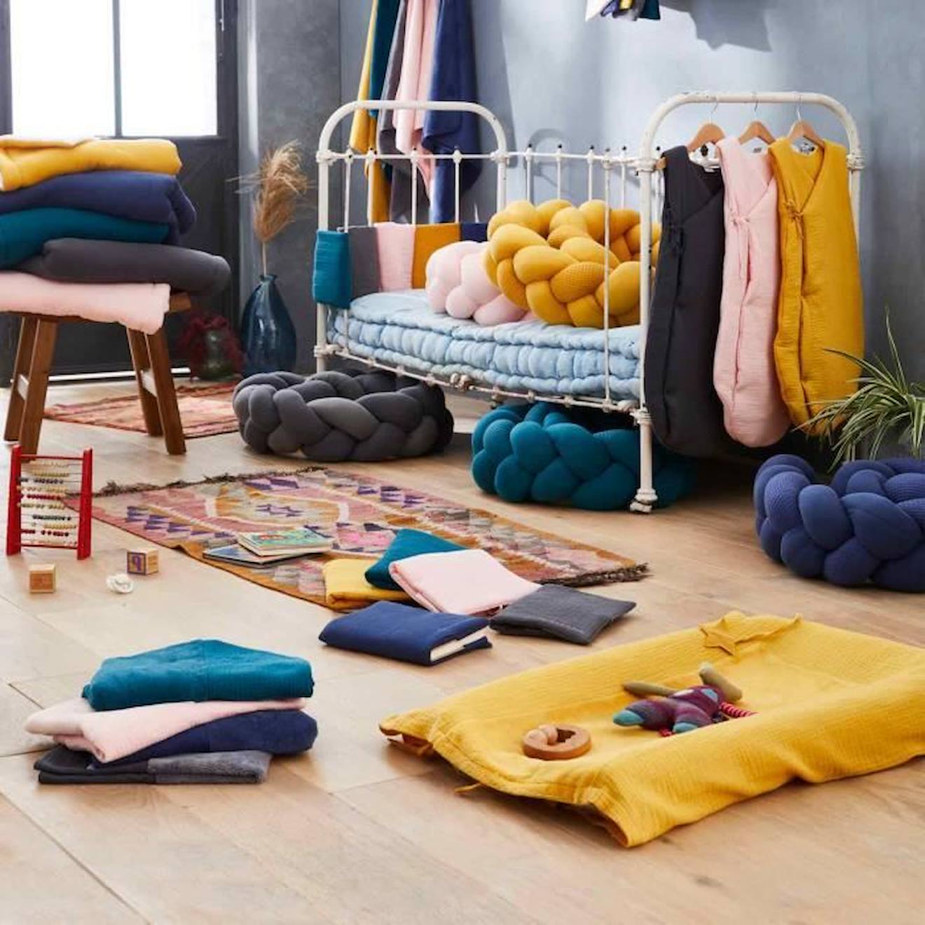 Housse pour matelas à langer en gaze de coton Vert Paon TU vert