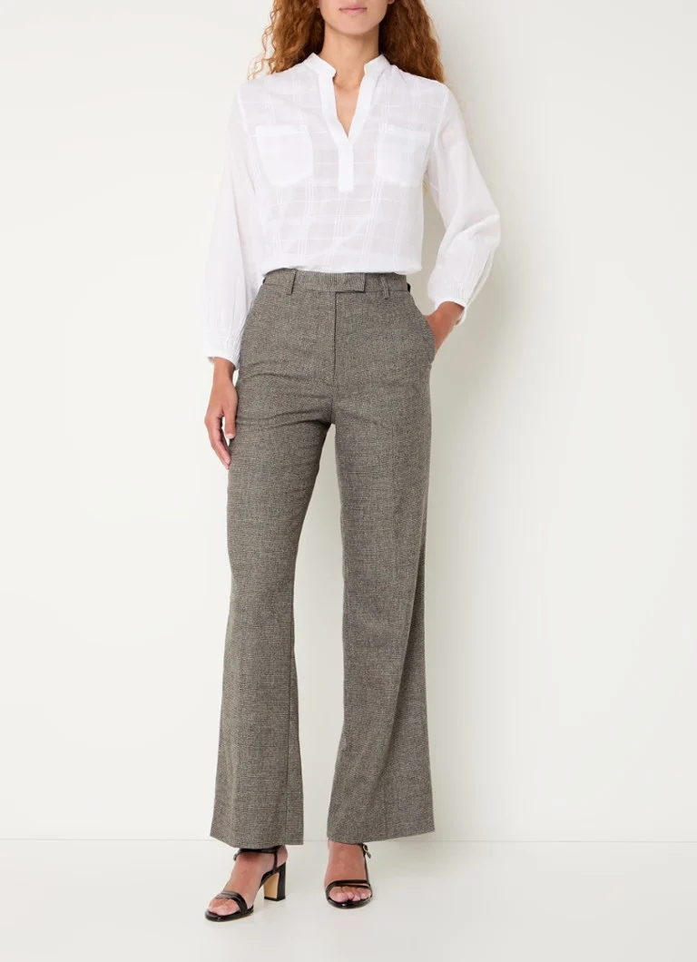 Pantaloni a vita alta e gamba larga di Gerard Darel Dali in misto lana con motivo pied de poule.