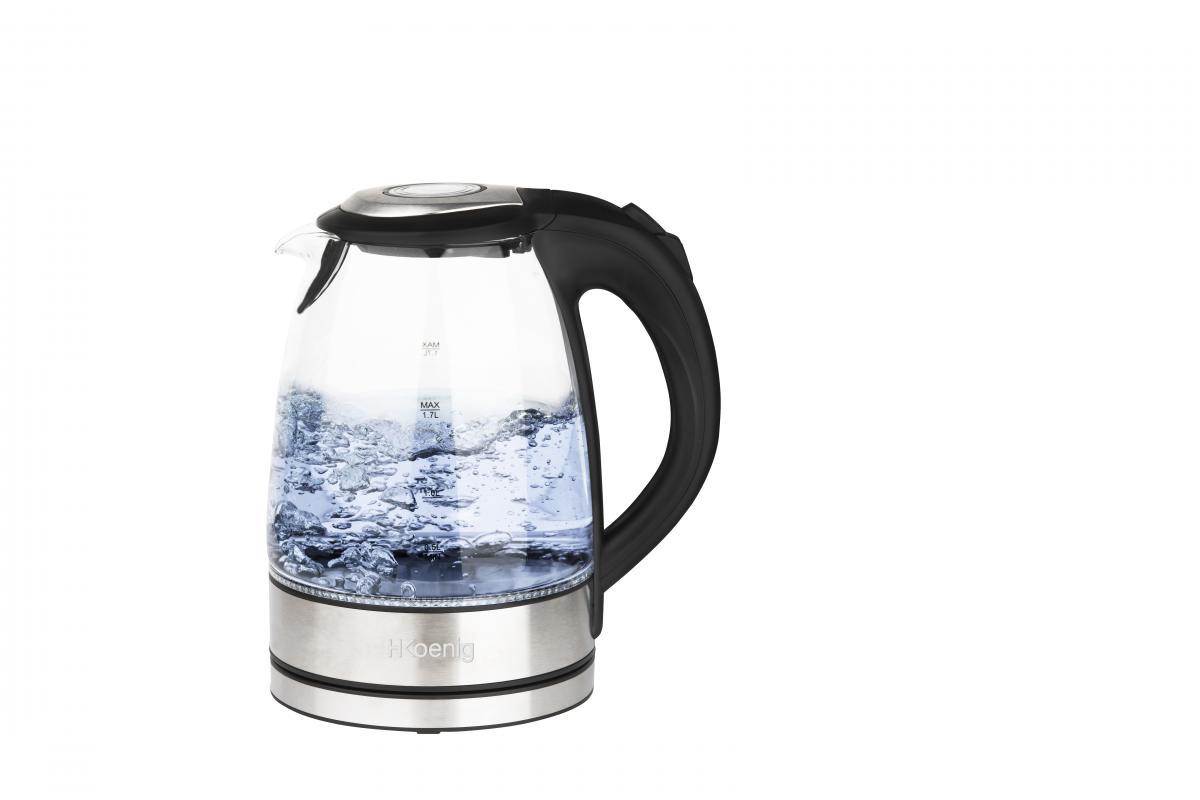 H.Koenig Wasserkocher aus Glas und LED-Beleuchtung, 1,7 Liter