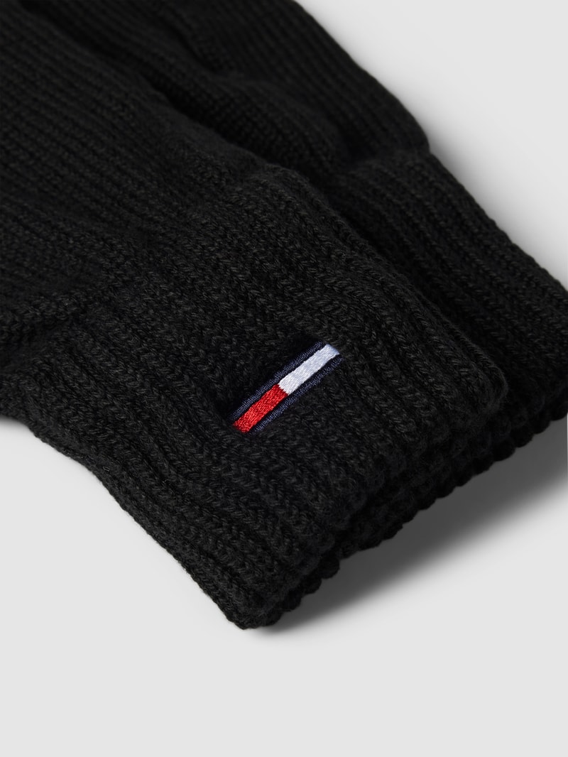 Handschuhe mit Label-Stitching in schwarz