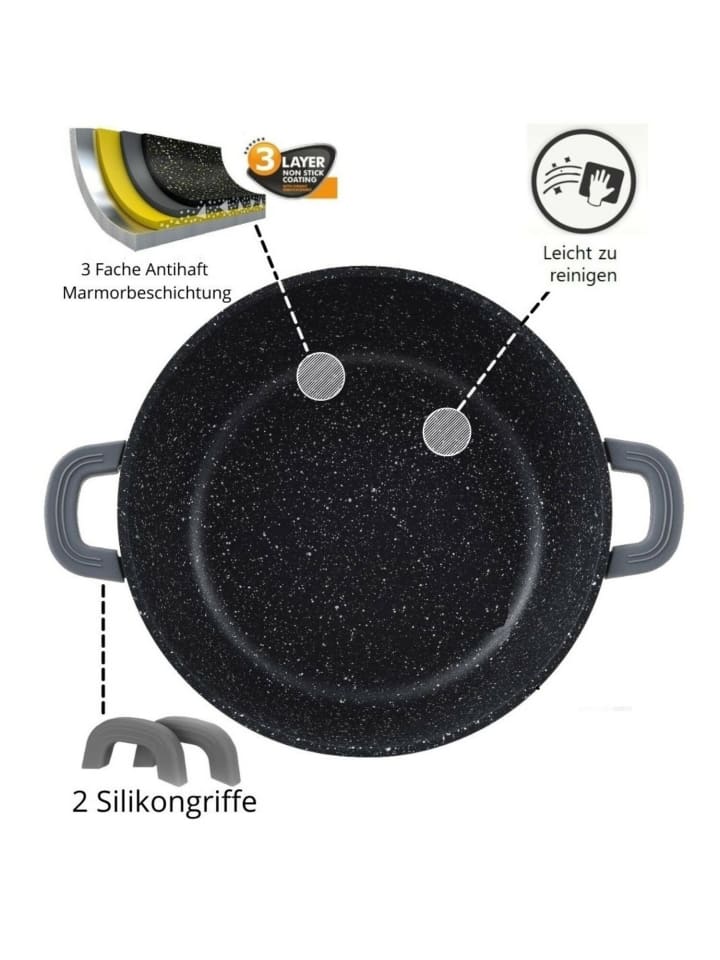 Cheffinger 8 tlg Kochtopf Set Topf Induktion Anti Haft 20-24-28-32cm in Schwarz günstig kaufen onesize