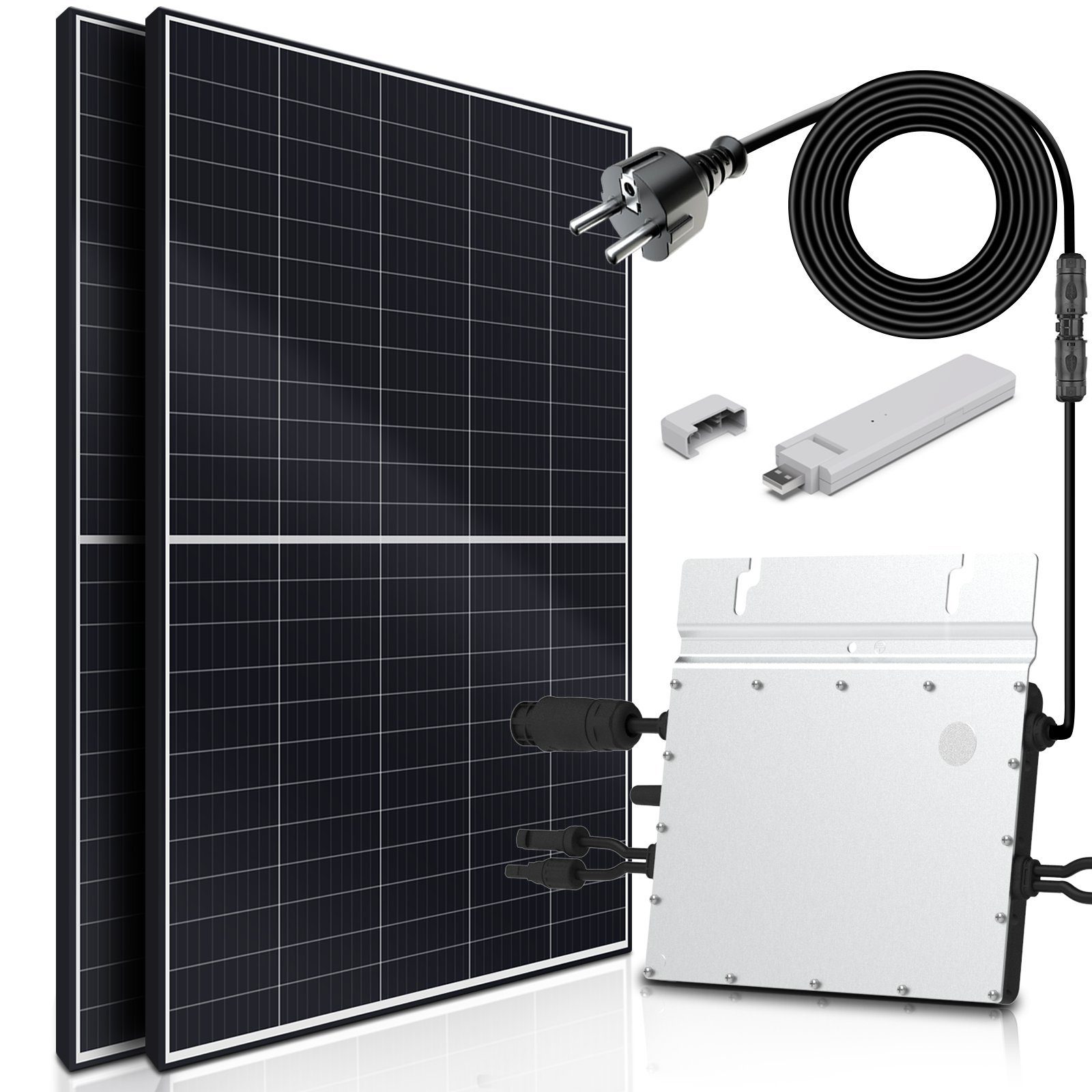 SUNNIVA Solaranlage Balkonkraftwerk 1100W, 800,00 W, Monokristallin, (HOYMILES Wechselrichter (drosselbar auf 600W oder 800W), Solaranlage Komplettset mit 5m Anschlusskabel für Schuko Steckdose, Balkon Mini-PV Anlage mit WIFI APP und Stromerzeugung M