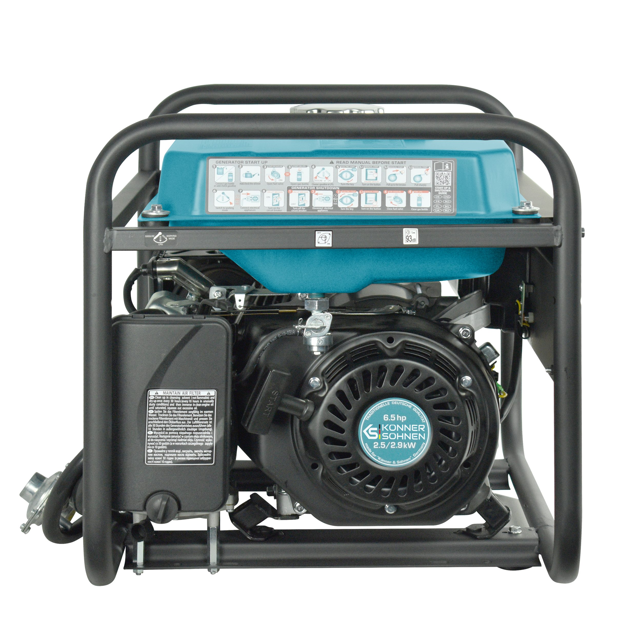Könner & Söhnen Stromerzeuger KS 2900G, 2,90 in kW, (Packung, 1-tlg), 2x16A (230 V), 12 V, automatischer Spannungsregler (AVR)
