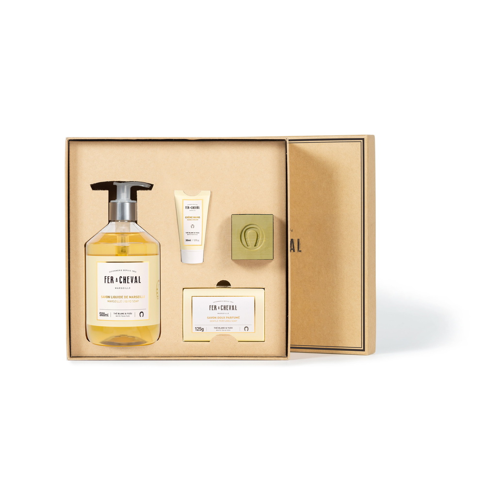 fer à cheval COFFRET THE BLANC & YUZU 100% OLIVE SAVON