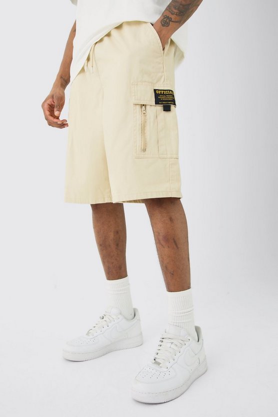 Tall lockere Twill Cargo-Shorts mit Reißverschluss-Detail