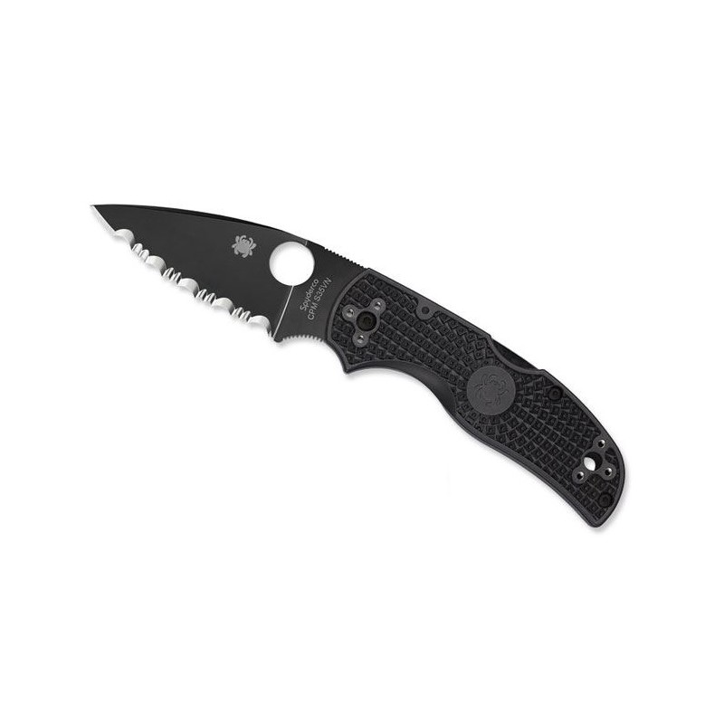 Spyderco Tactical Knife Native 5 S230 Total Schwarzes, militärisches Klappmesser.