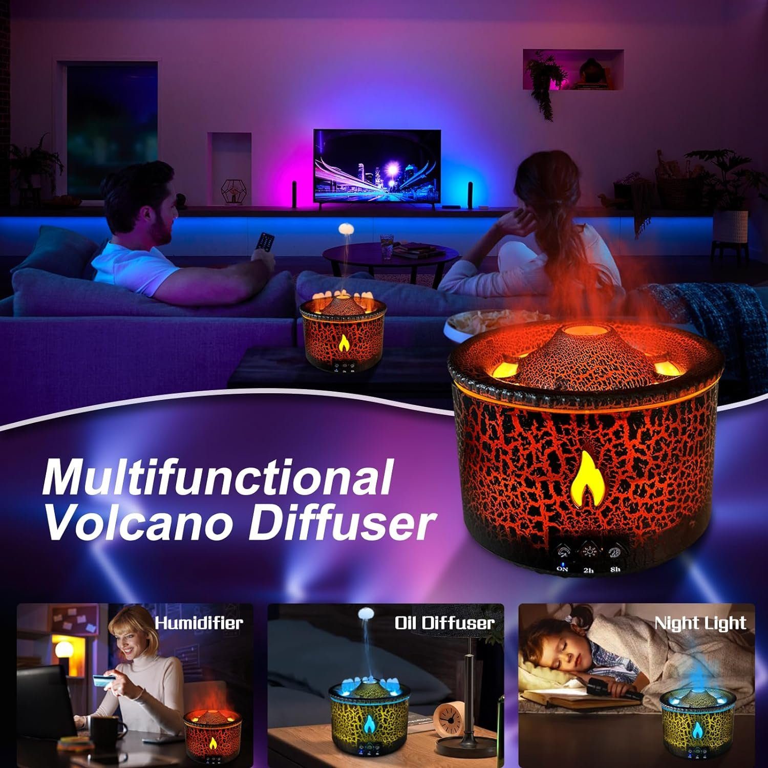 DOPWii Luftbefeuchter Luftbefeuchter,Aroma Diffuser mit 2 Zerstäubungsmodi und Timer,300ml, duftspender und luftreiniger in einem