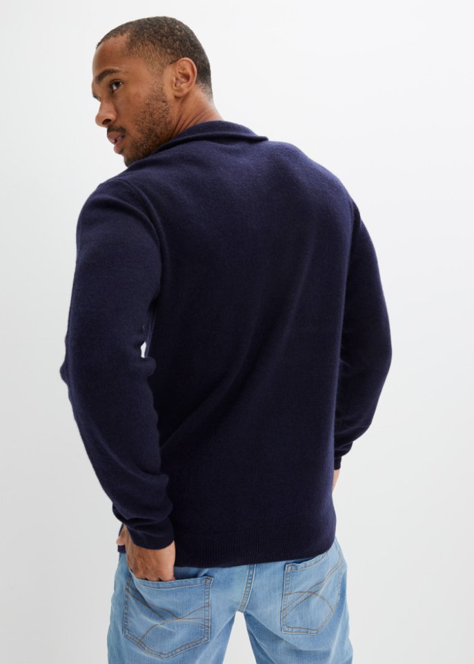 Premium Wollpullover mit Good Cashmere Standard®-Anteil, Troyerkragen