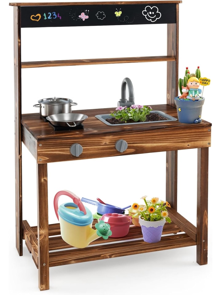 COSTWAY Matschküche Kinder Outdoor in Braun günstig kaufen onesize