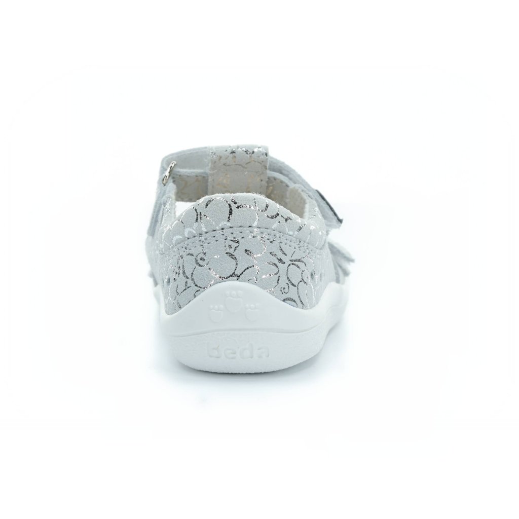 Beda Silver Shine Barfußsandalen Klett (BF0001/SD/W/TS)