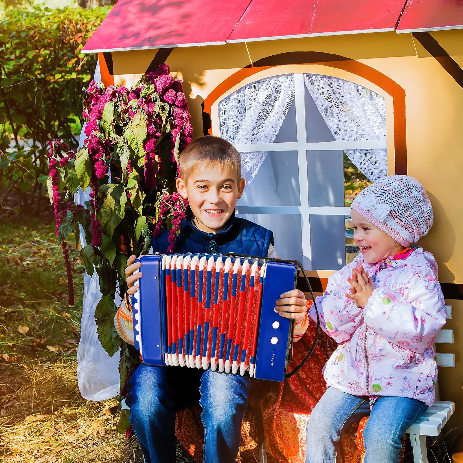 TLGREEN Kinder-Akkordeon Ziehharmonika 10 Tasten, Musikinstrument