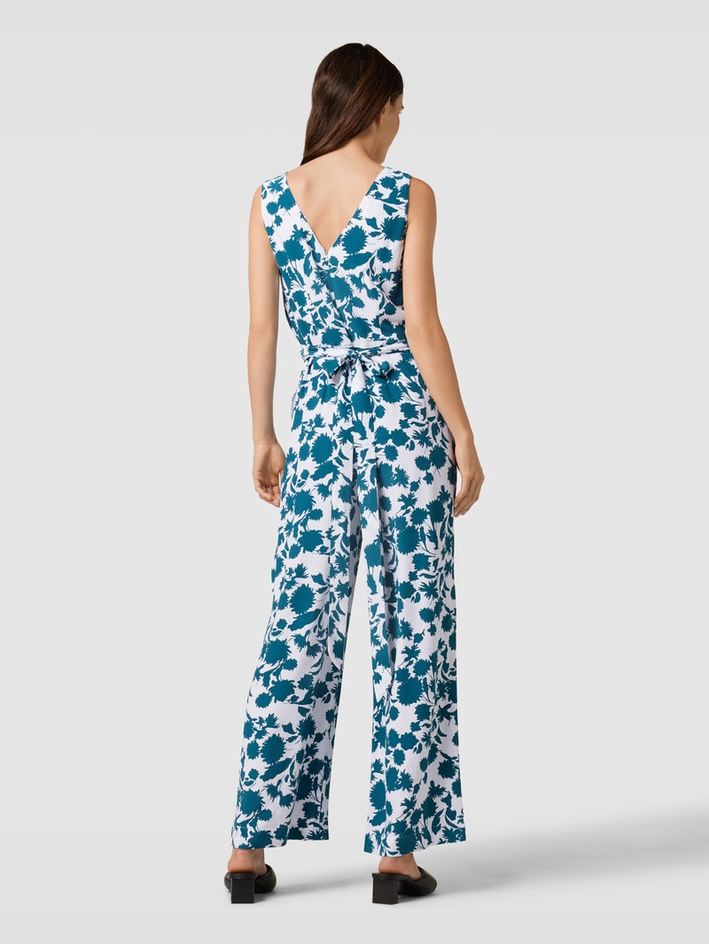 Jumpsuit aus Viskose mit Allover-Muster in petrol