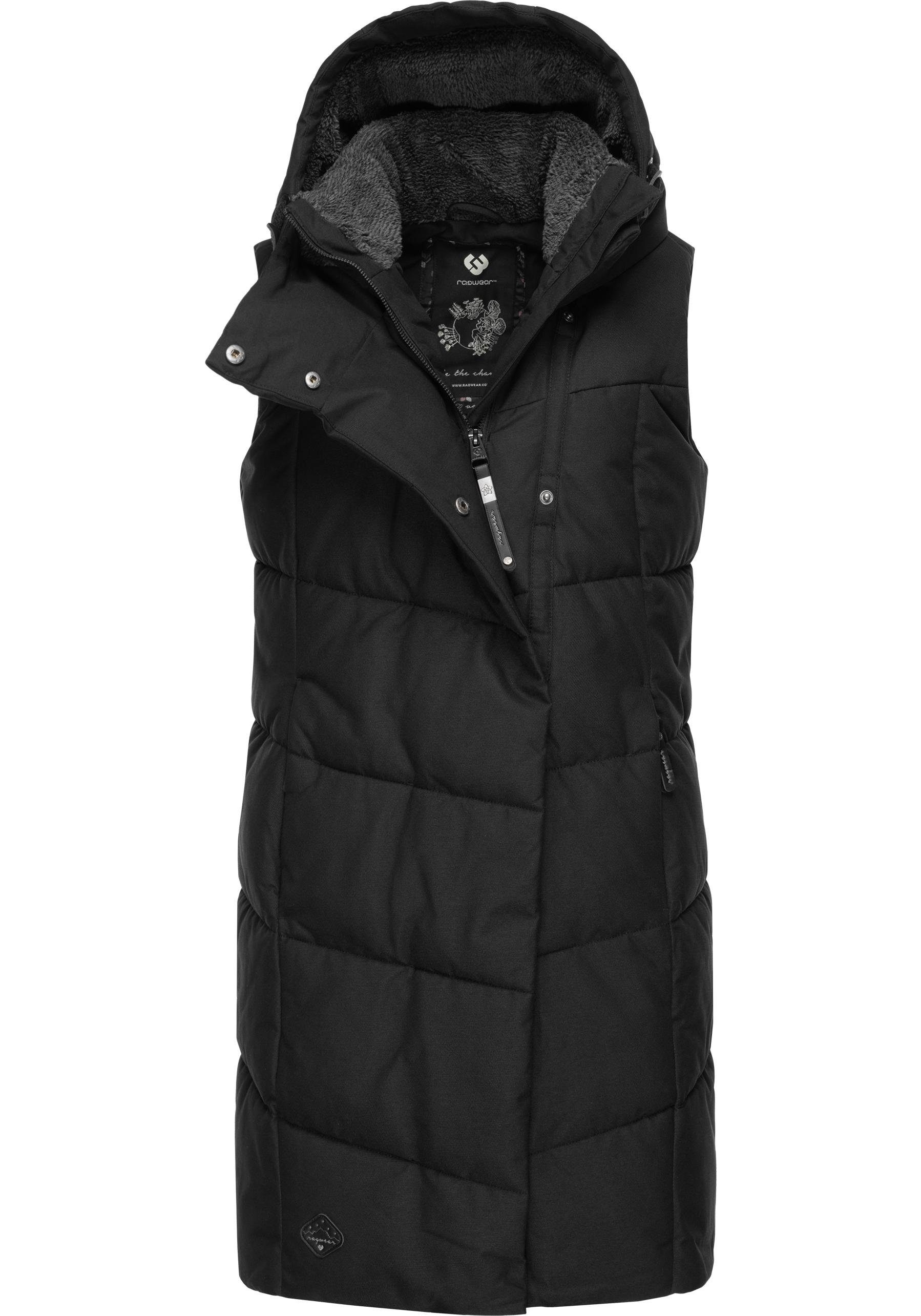 Ragwear Steppweste Pavla Vest stylische Winterweste mit Teddyfutter und Kapuze