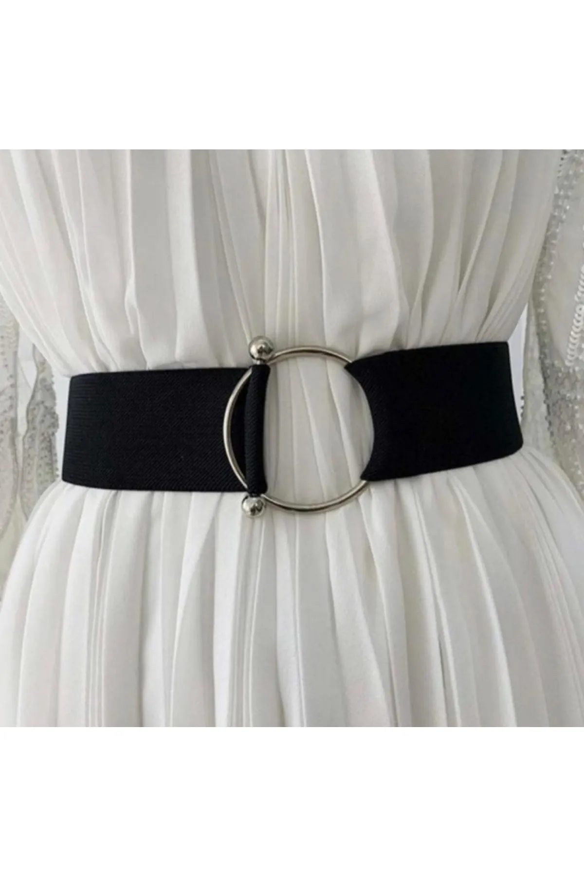 Fiori  Elastischer Damengürtel mit Ring und Neckholder-Schnalle, Jackengürtel, Hemdgürtel, Kleidergürtel