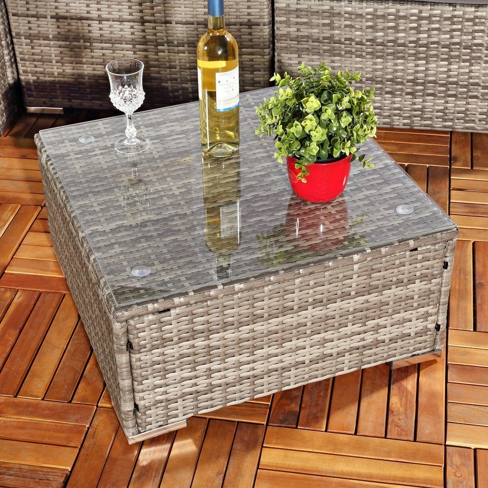 Melko Gartenlounge-Set Sitzgruppe Gartenlounge Sitzgarnitur Set aus Polyrattan in Schwarz, Grau oder Braun XXL Lounge Gartenmöbel, (Set, 8-tlg), Kissen inkl. Reißverschluss, daher abnehm- und waschbar