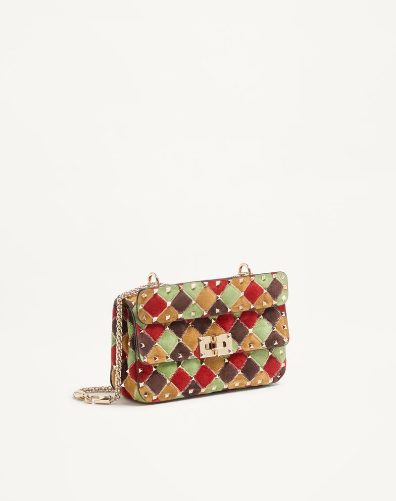 Valentino Garavani Rockstud Spike Lille Patchwork Ruskindstaske