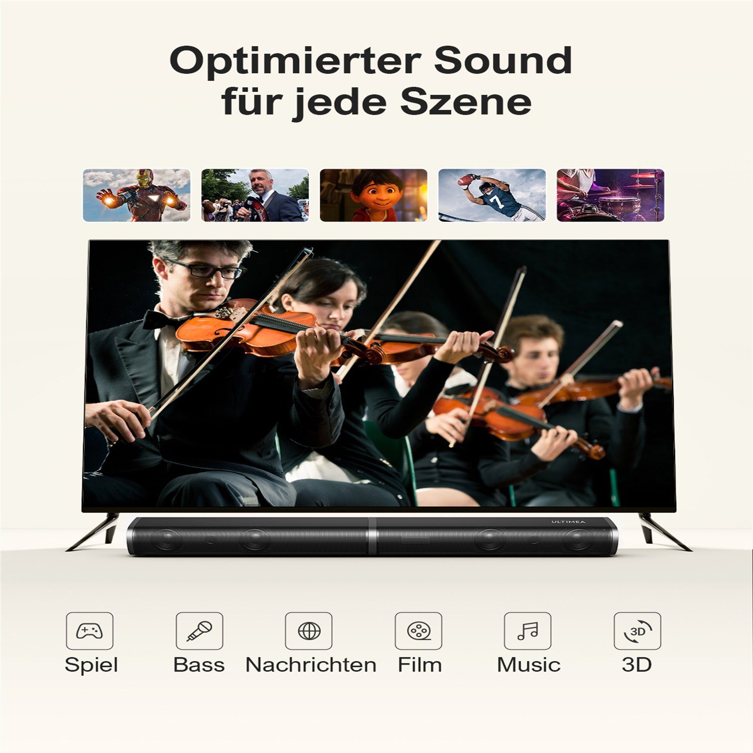 Ultimea Tapio VII 2.1 Kanal Soundbar (ARC, 5,25'' Verdrahtet Subwoofer)