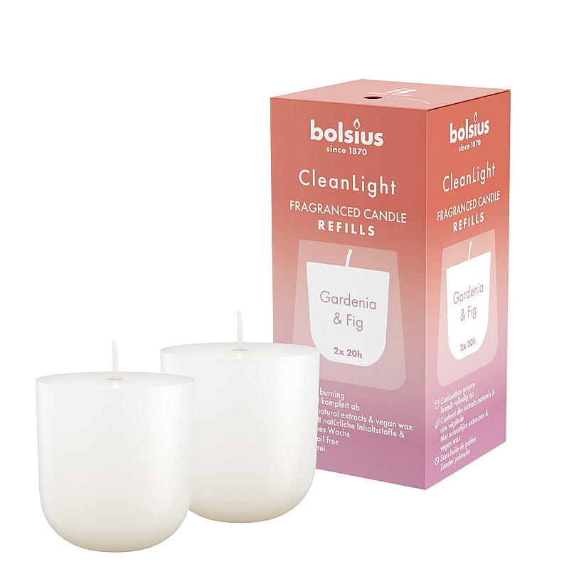 Bolsius Clean Light 2-pk refill Gardenia & Fig