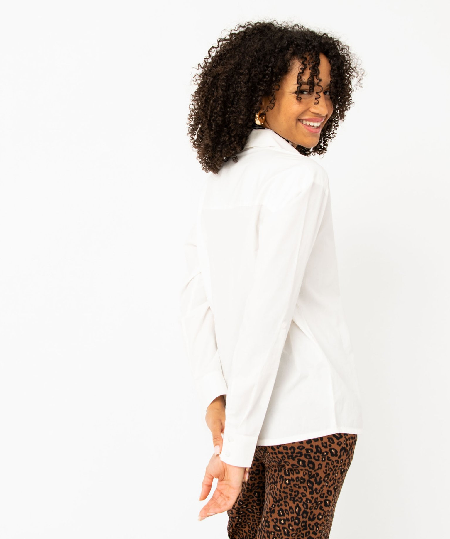 Chemise ample en coton uni femme blanc | GEMO