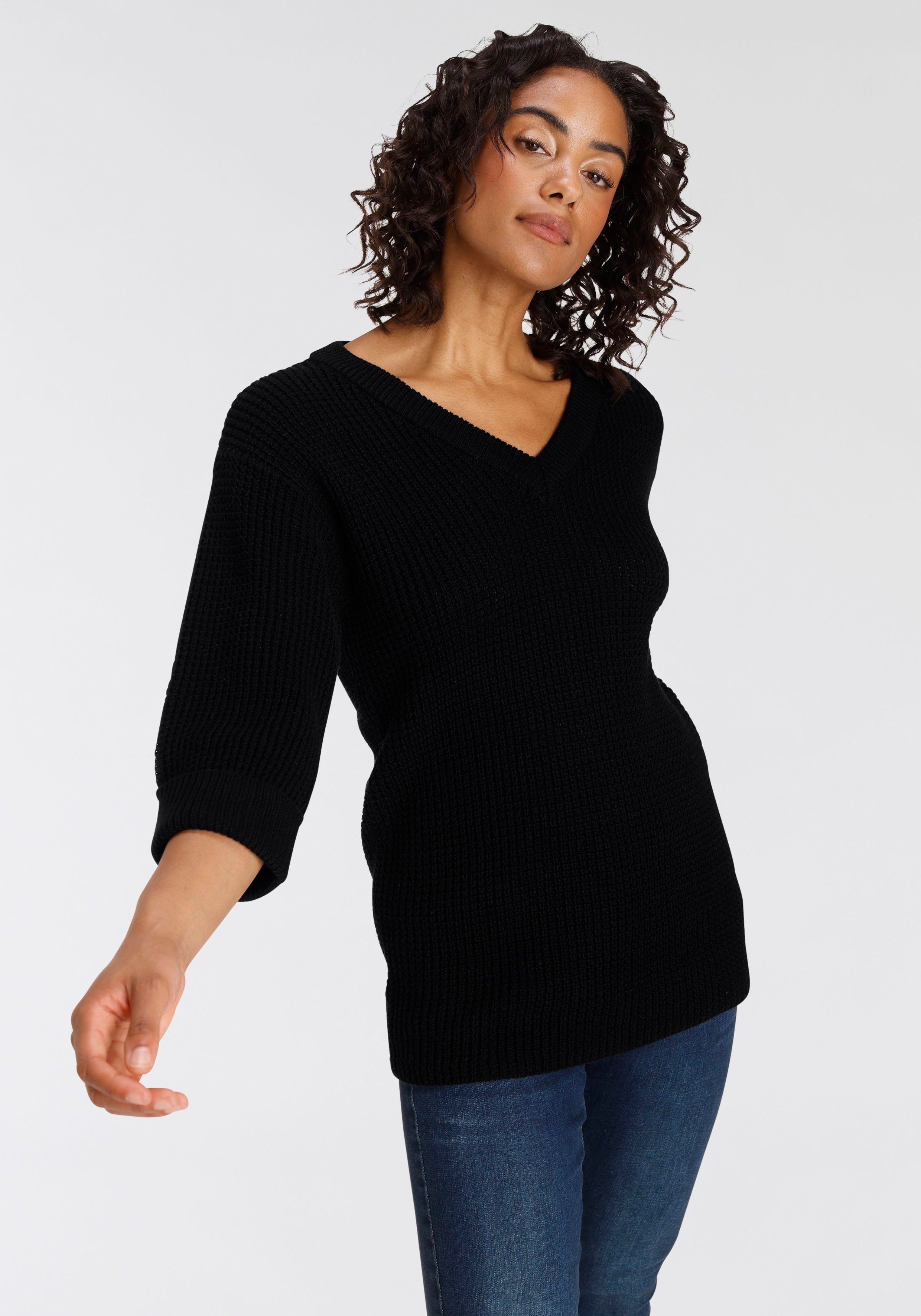 Flashlights V-Ausschnitt-Pullover Bequem geschnitten