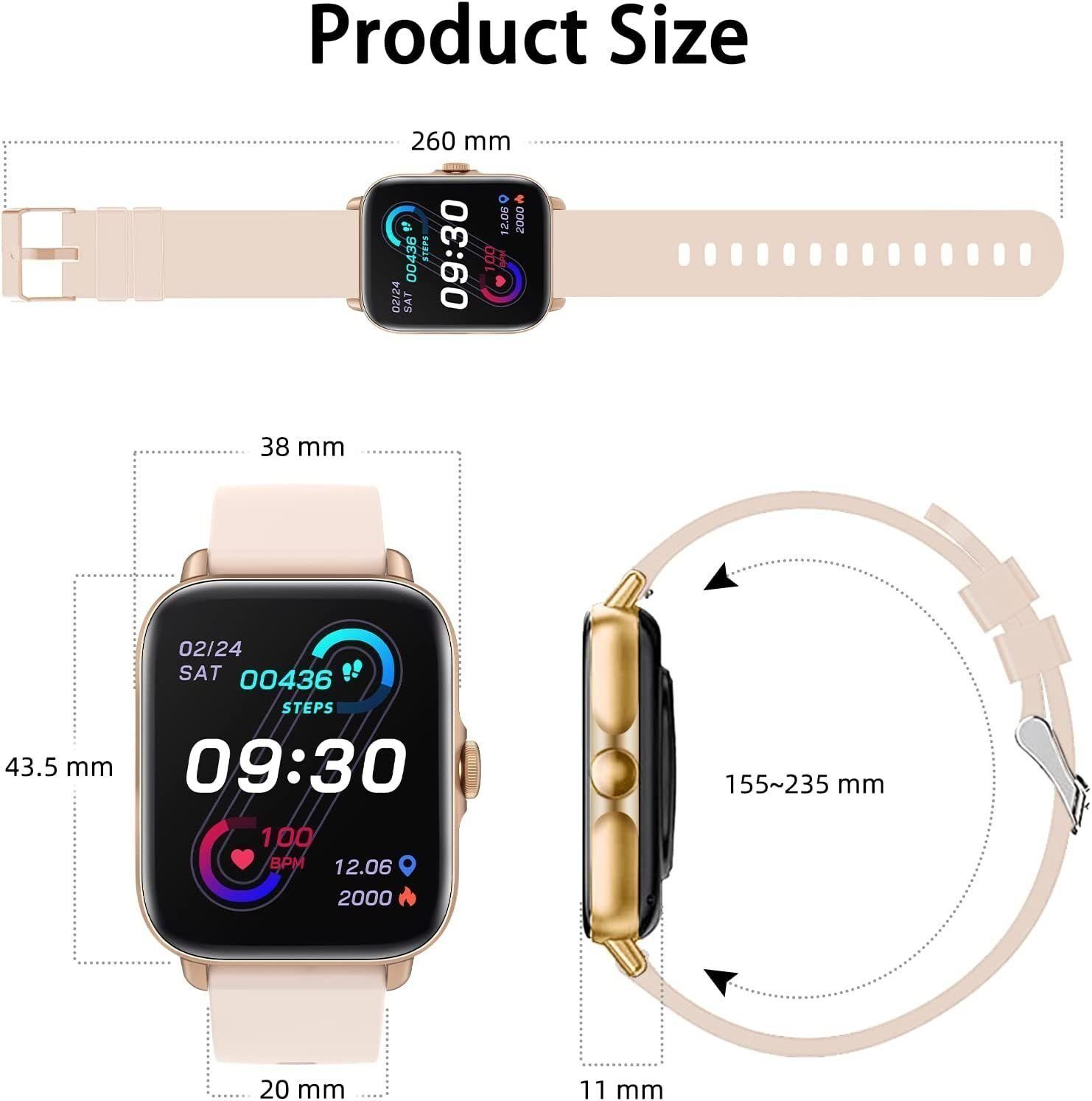 IBETTER Smartwatch, Fitness Tracker Damen Herren Uhren Watch für Android IOS, Smartwatch (Fitness Tracker Uhr 1.69
