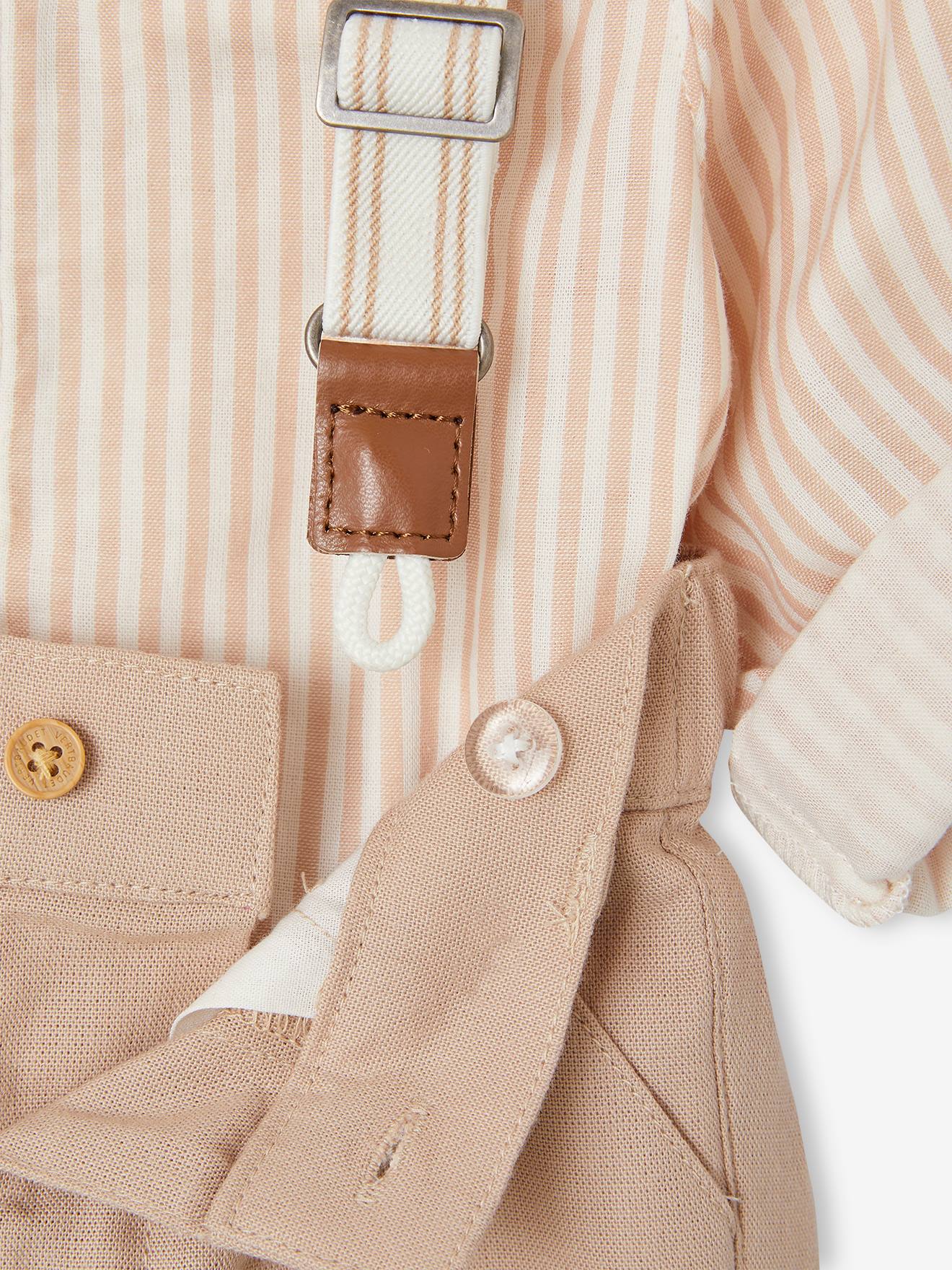 Vertbaudet Festliches Baby-Set: Hemd, Shorts & Hosenträger - taupe