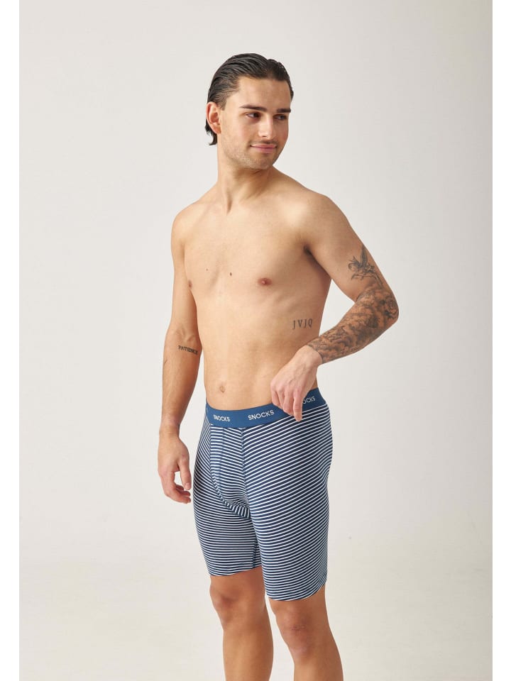 SNOCKS Lange Boxershorts 6 Stück in Blau (Streifen) günstig kaufen