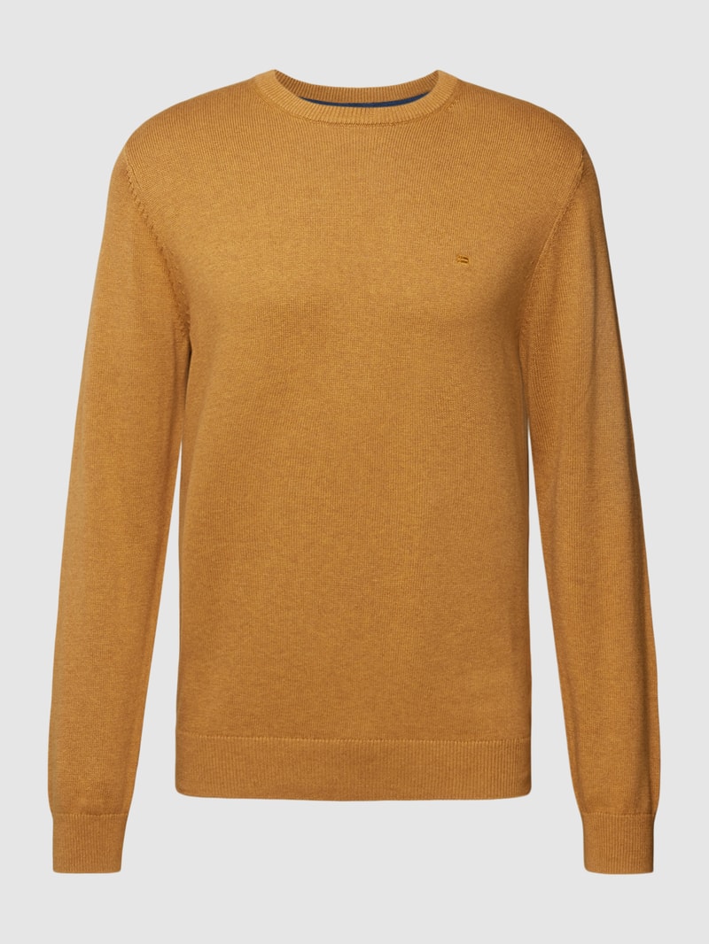 Strickpullover in melierter Optik in dunkelgelb meliert