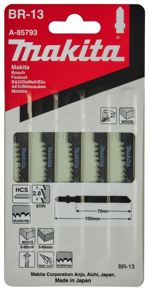 Makita Zubehör A-85793 Stichsägeblatt BR13 5 Stück