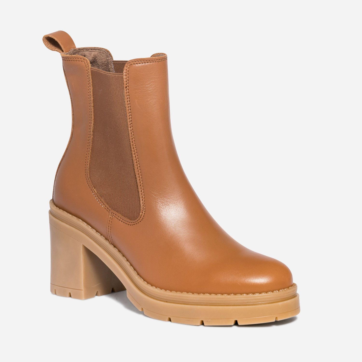 Chelsea boots TEXTO cognac éco-conçu en cuir