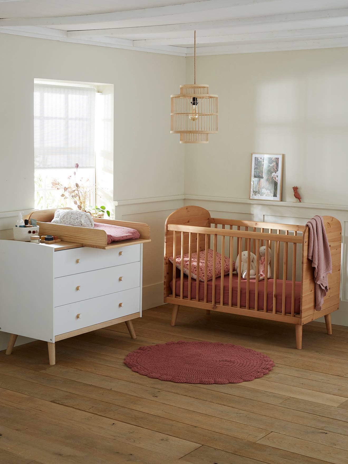 Vertbaudet Babybett KONFETTI NATUR, Massivholz - braun
