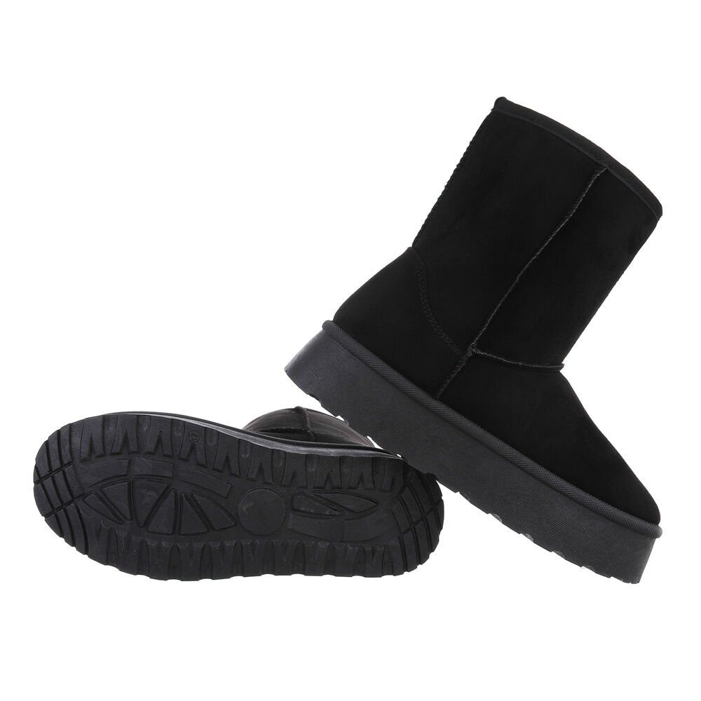 Ital-Design Damen Snowboots Freizeit Snowboots Flach Plateaustiefeletten in Schwarz