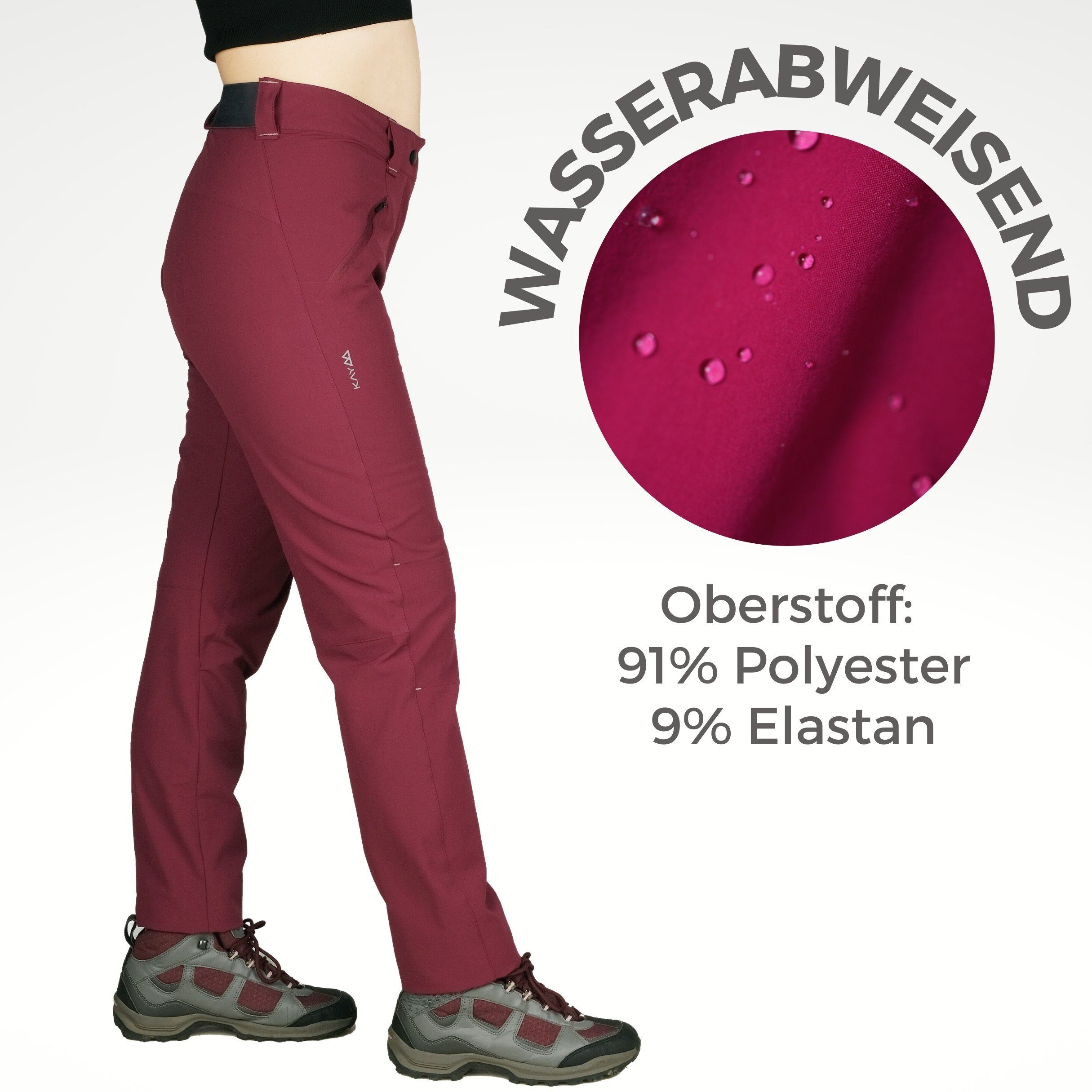 Kaymountain Trekkinghose Damen Wander Outdoor Hose Saas Fee Hybrid Thermo Rubin 48