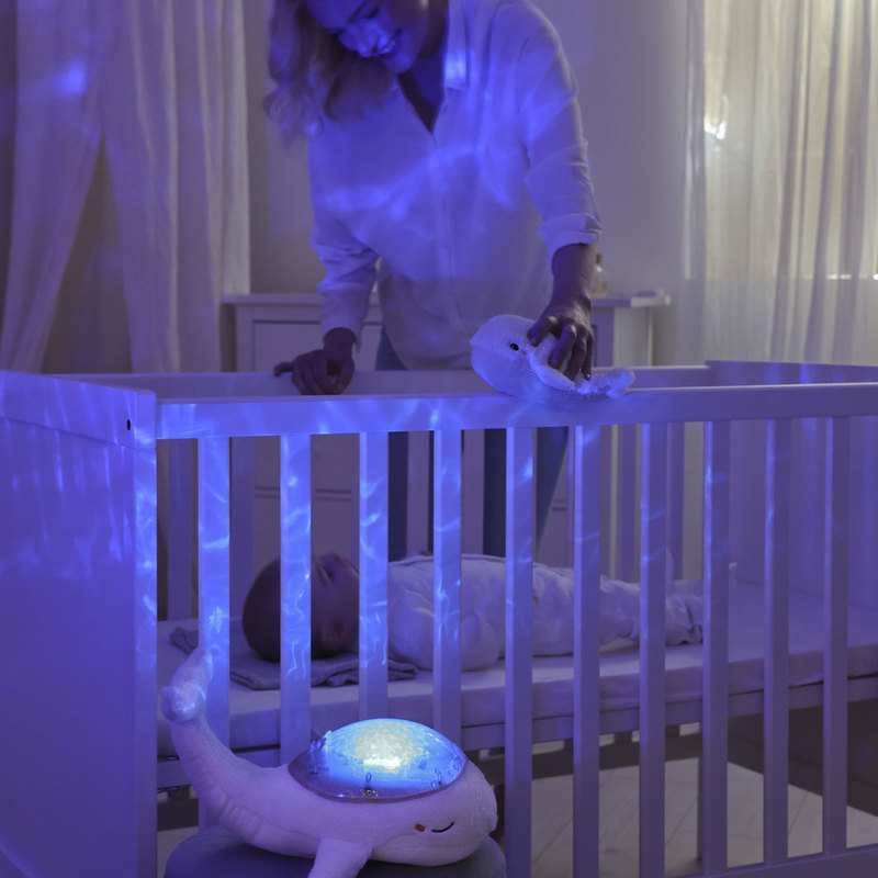Veilleuse musicale et projection baleine blanche et son baleineau Cloud B