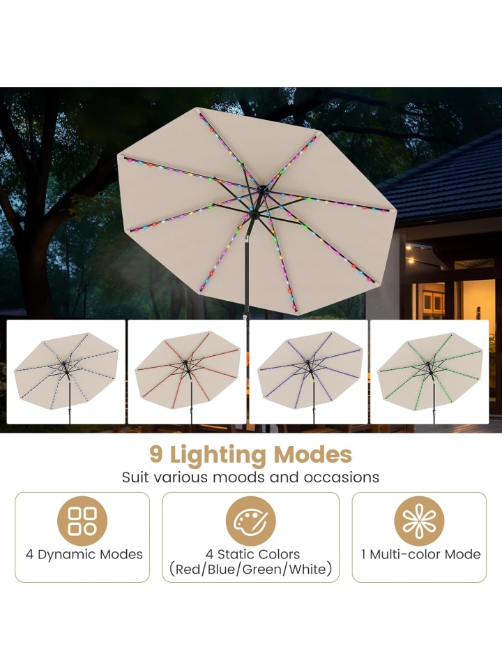 COSTWAY Sonnenschirm 300 cm mit LED in Beige günstig kaufen onesize