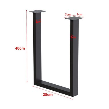 en.casa Tischgestell, Holsted Tischkufen 2er Set Stahl 40 x 28 cm Schwarz, matt
