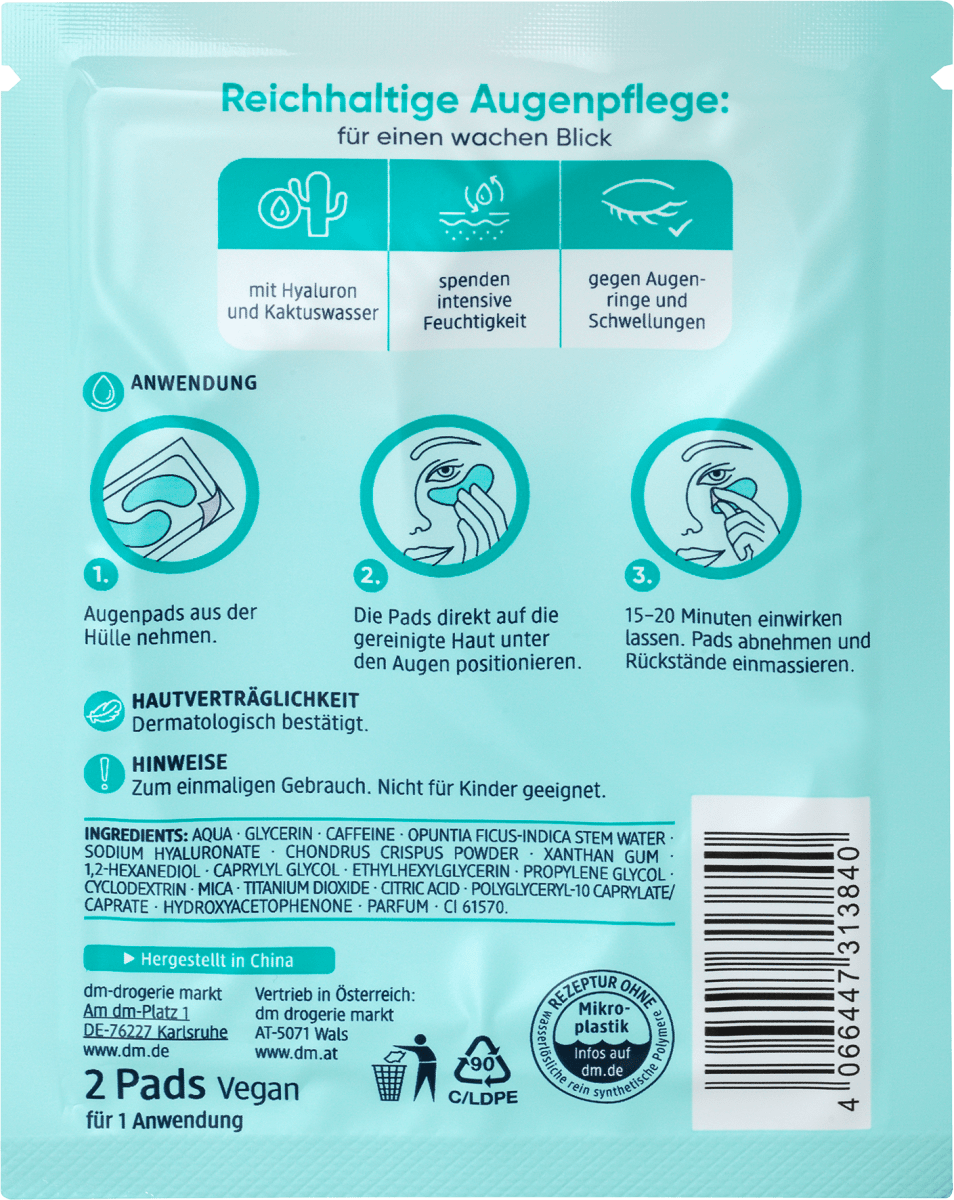 Augenpads Hydrogel Kaktuswasser (1 Paar), 2 St