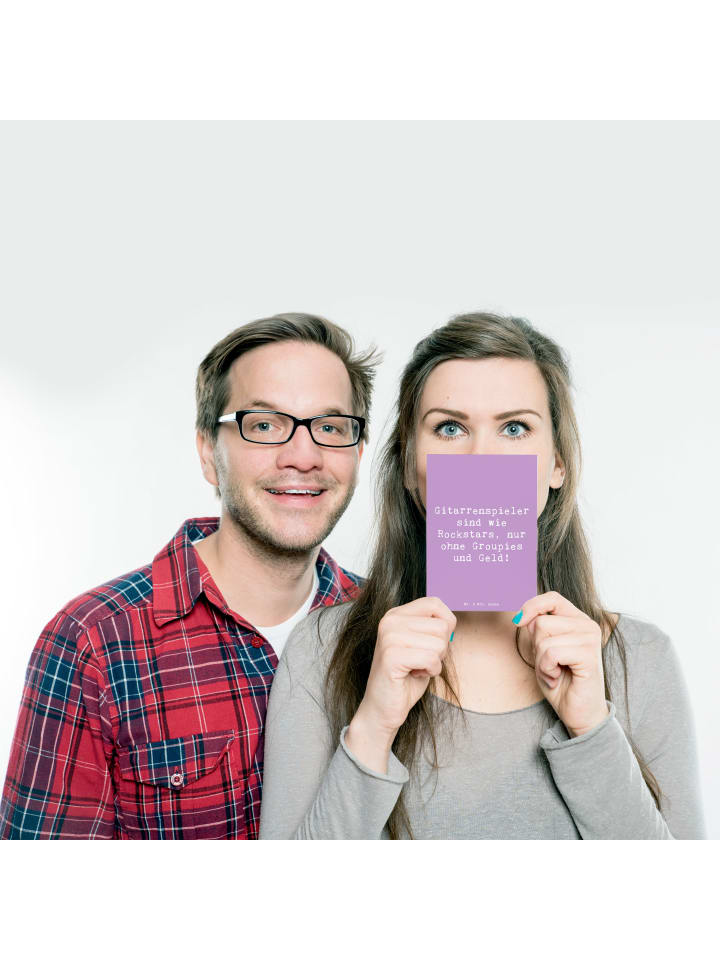 Mr. & Mrs. Panda Postkarte Spruch Gitarre Helden mit Spruch in Lavendeltraum günstig kaufen onesize