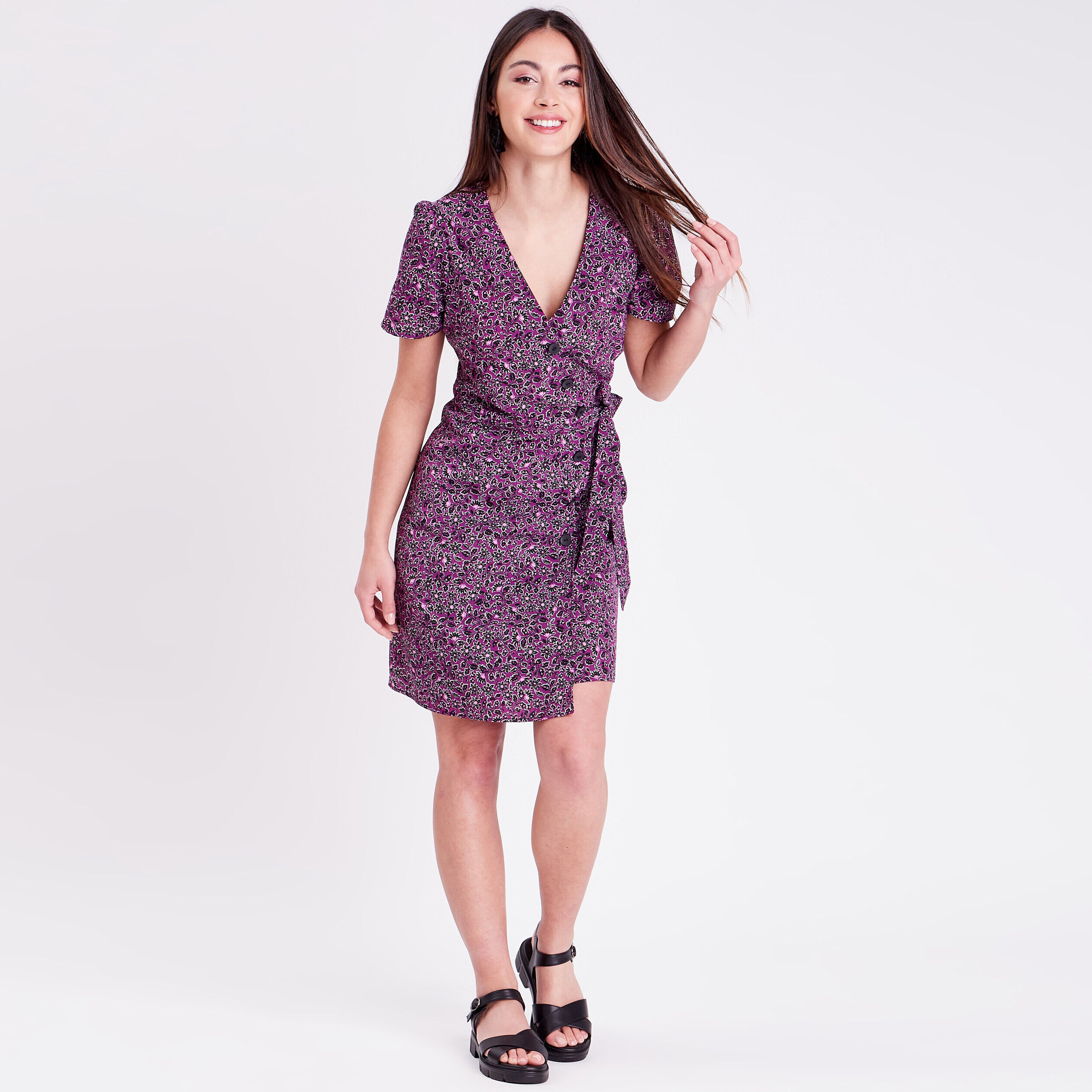 Robe cache-coeur prune femme | Cache Cache