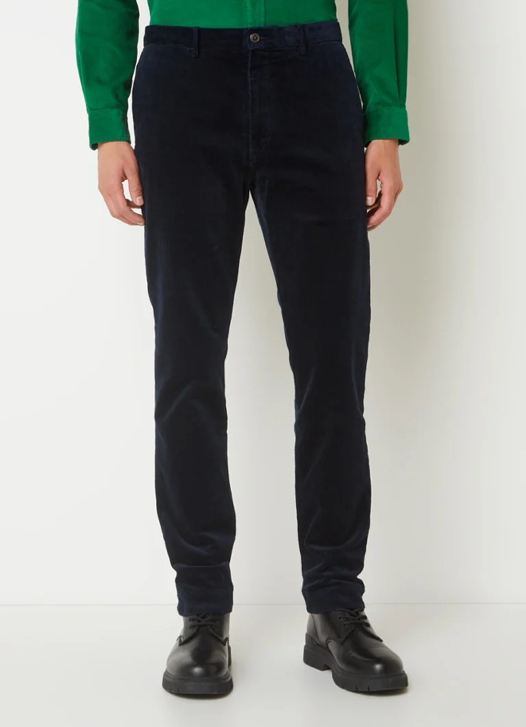 Pantaloni Ralph Lauren din catifea reiată cu croială dreaptă și buzunare laterale